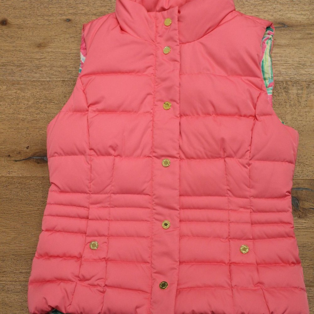 EUC Lily Pulitzer Down Puffy Vest PINK M Medium